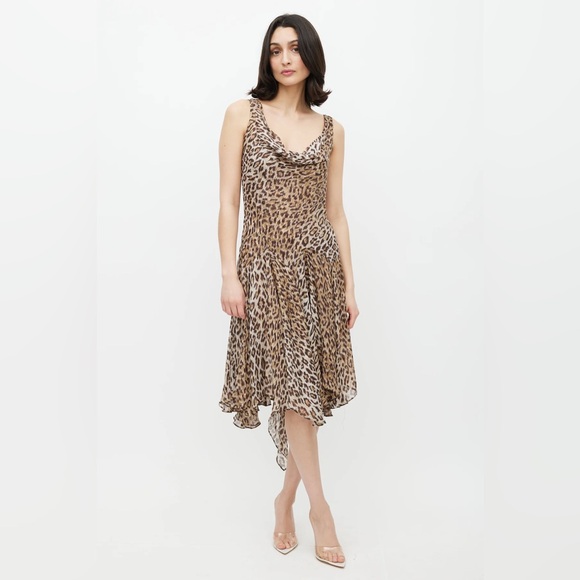 Dolce & Gabbana Brown Silk Printed Cowl Dress. - Picture 2 of 6